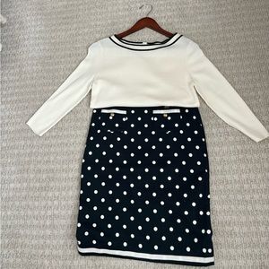 Talbots cotton sweater and coordinating skirt, black/cream